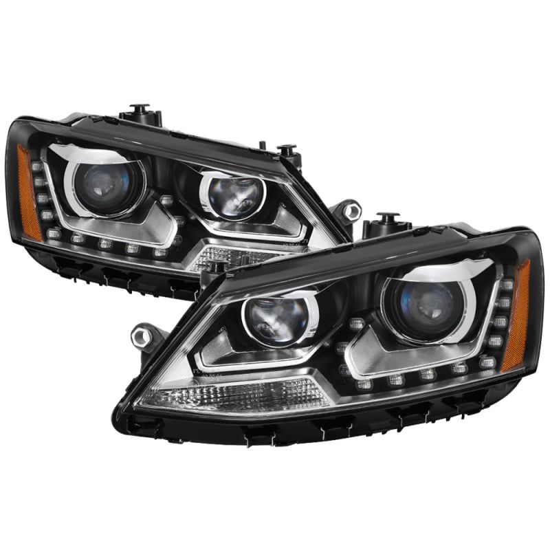 xTune Volkswagen Jetta 11-14 Halogen Model Only DRL Projector Headlights - Black PRO-JH-VJ11-DRL-BK-Headlights-SPYDER-SPY9036675-SMINKpower Performance Parts