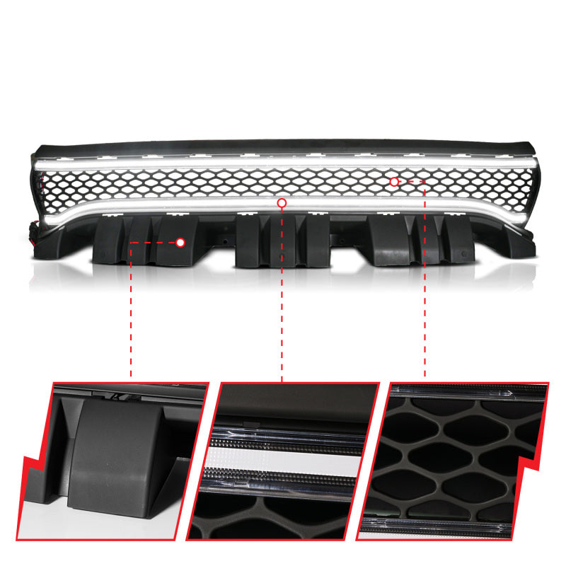 ANZO 15-23 Dodge Charger Black LED Grille w/ Initiation & Running Light/DRL Bar-tuningsupply.com