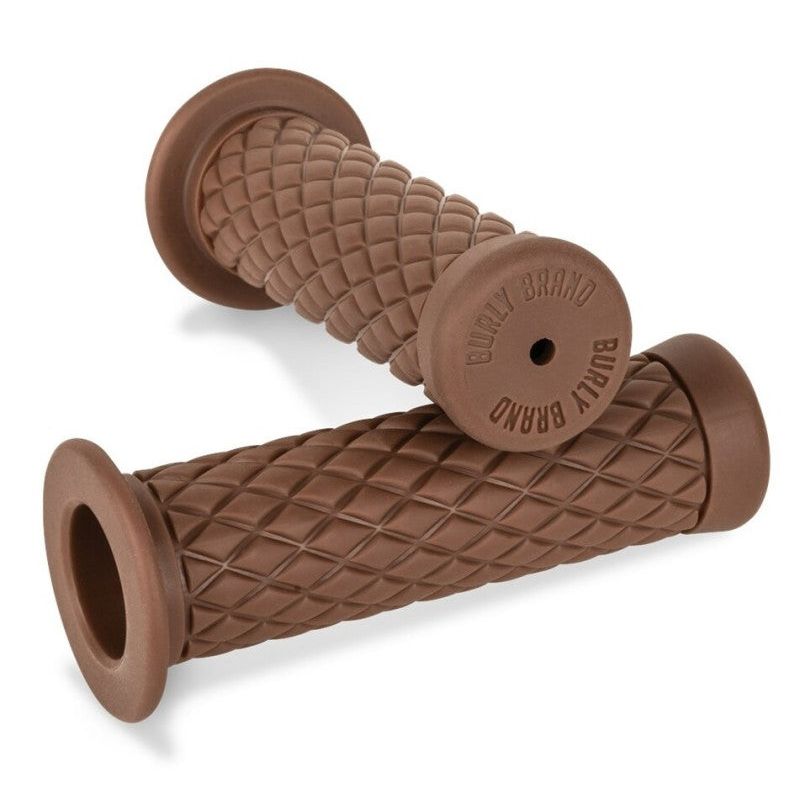 Burly Brand Rubber Diamondback Grips 1in - Brown-tuningsupply.com