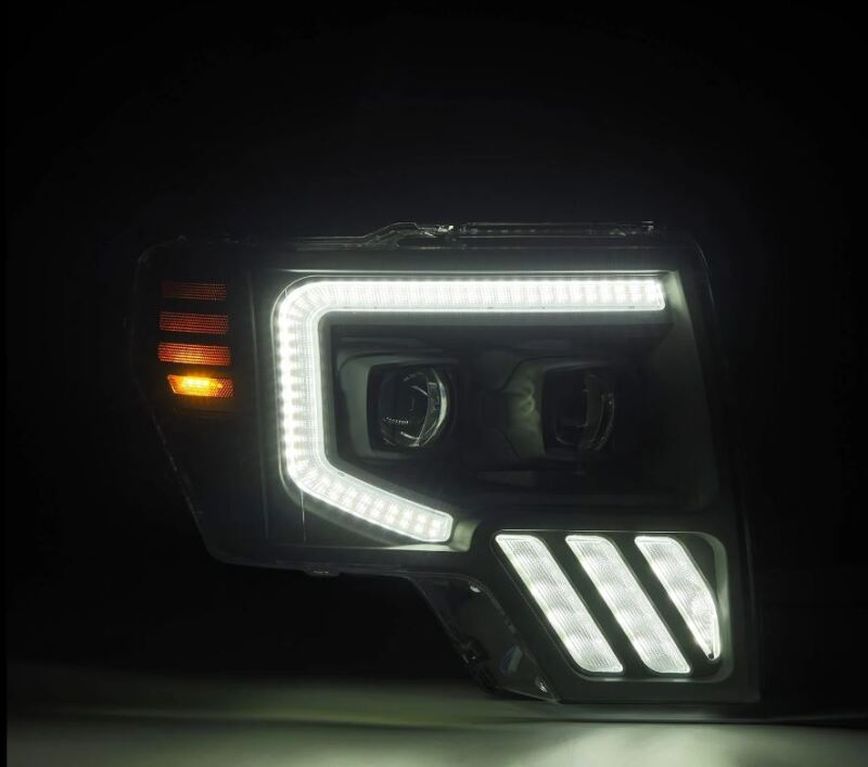 AlphaRex 09-14 Ford F-150 PRO-Series Projector Headlights Plank Style Black w/Activ Light/Seq Signal-tuningsupply.com