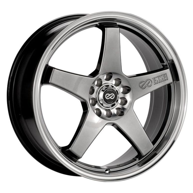 Enkei EV5 17x7 5x100/114.3 38mm Offset 72.6 Bolt Diameter Hyper Black w/ Machined Lip Wheel-tuningsupply.com