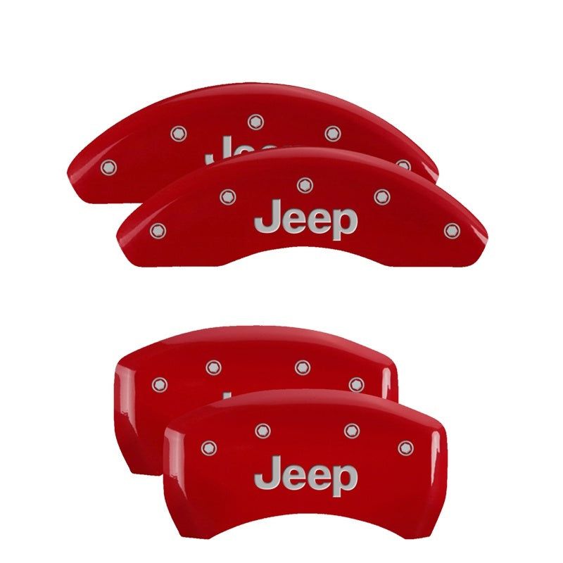 MGP 4 Caliper Covers Engraved Front & Rear JEEP Red finish silver ch-Caliper Covers-MGP-MGP42013SJEPRD-SMINKpower Performance Parts