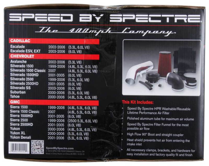 

Spectre 9900 - SPE9900 - Spectre 99-07 GM Truck V8-4.8/5.3/6.0L F/I Air Intake Kit - Clear Anodized w/Red Filter - Shipped in Europe - Tuningsupply.com
