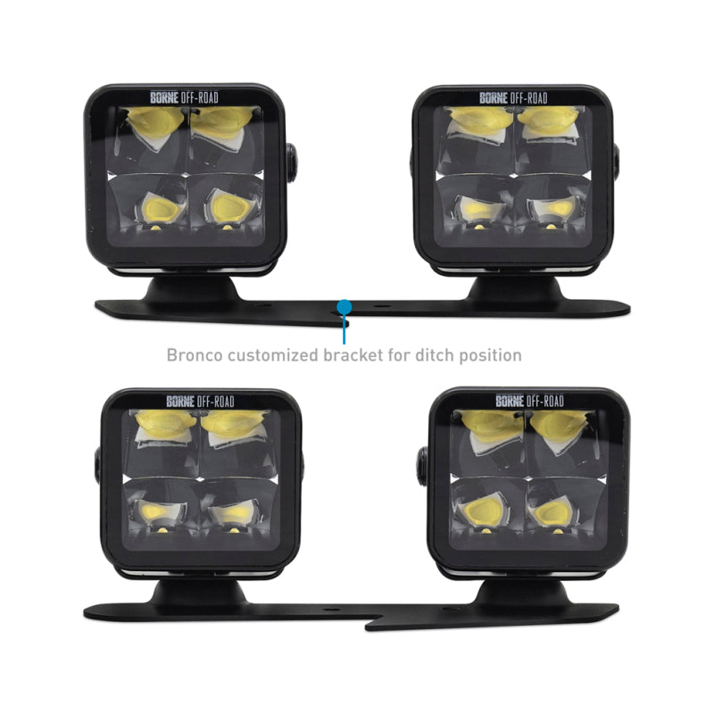 Borne Off-Road 21+ Bronco Light Pods 4pc Ditch 3x3 Spot-tuningsupply.com