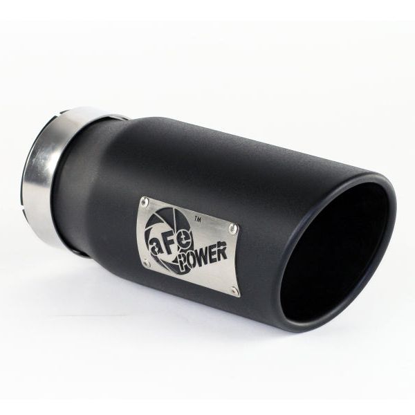 aFe Power Diesel Exhaust Tip Black- 4 in In x 5 out X 12 in Long Bolt On (Right)-tuningsupply.com