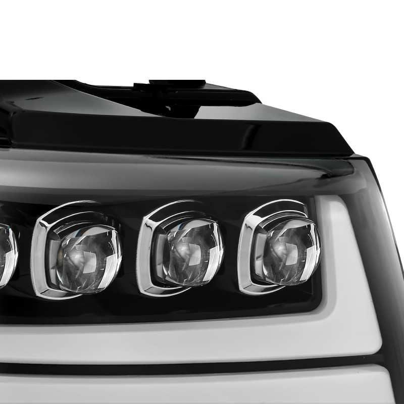 AlphaRex 07-13 Chevy Avalanche NOVA LED Proj Headlights Plank Style Gloss Black w/Activ Light/DRL-tuningsupply.com