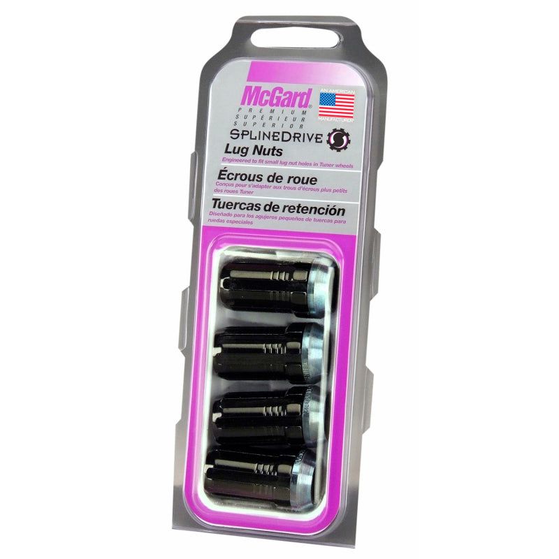 McGard SplineDrive Lug Nut (Cone Seat) M14X1.5 / 1.648in. Length (4-Pack) - Black (Req. Tool)-tuningsupply.com