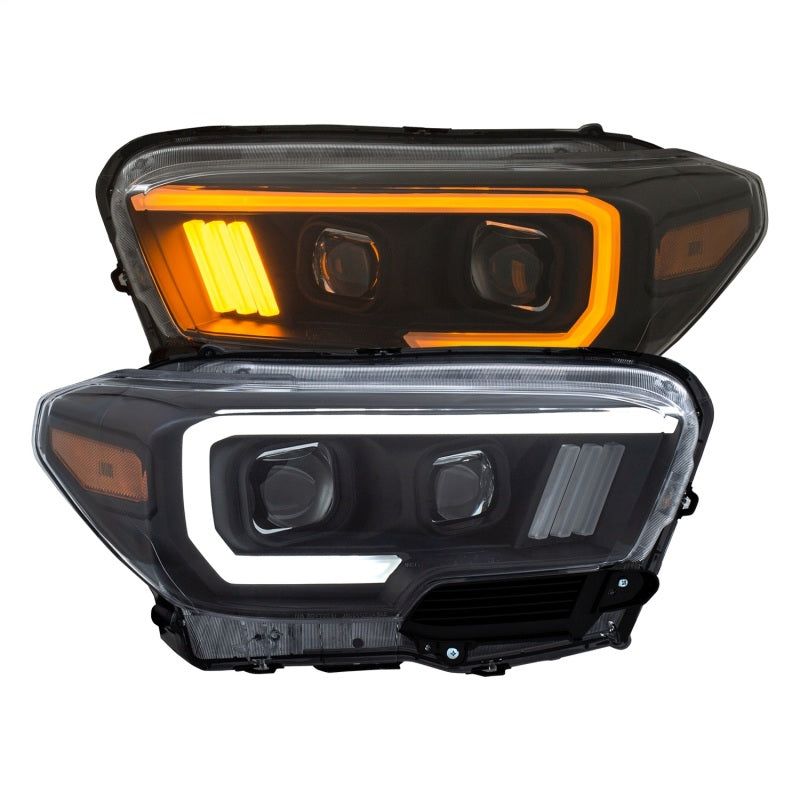 ANZO 2016-2017 Toyota Tacoma Projector Headlights w/ Plank Style Switchback Black w/ Amber-tuningsupply.com