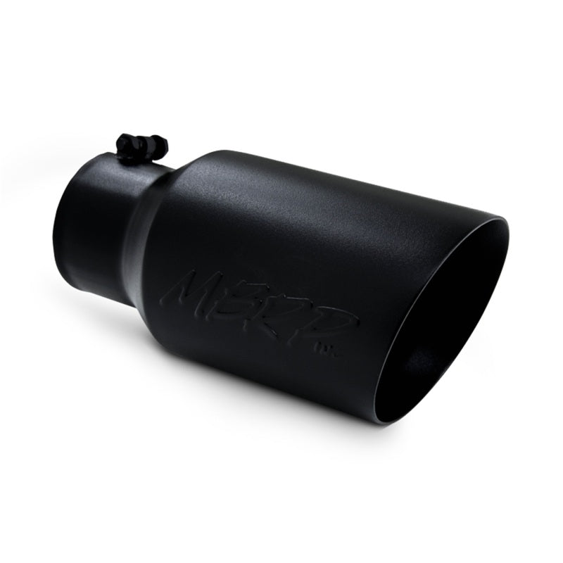 MBRP Universal Tip 6 O.D. Dual Wall Angled 4 inlet 12 length - Black Finish-tuningsupply.com