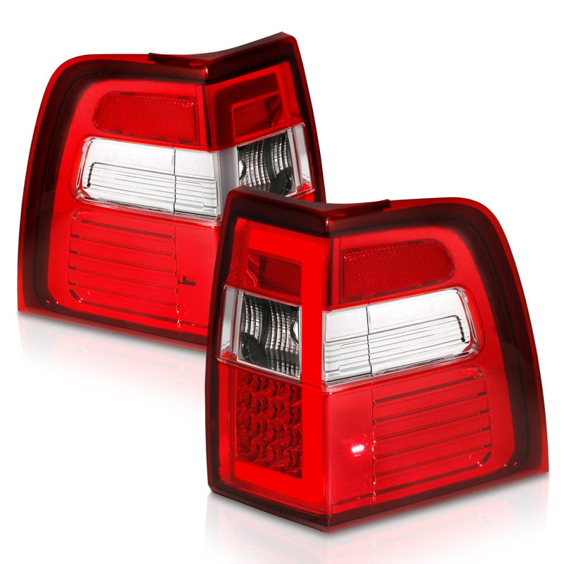 ANZO 07-17 For Expedition LED Taillights w/ Light Bar Chrome Housing Red/Clear Lens-tuningsupply.com