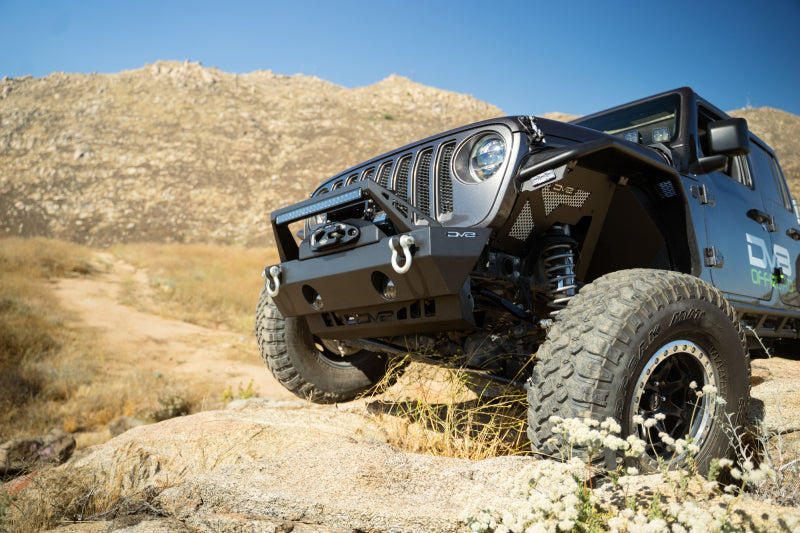 DV8 Offroad 18-23 Jeep Wrangler JL/JT Front Bumper Sway-Bar Disconnect Motor Skid Plate-tuningsupply.com