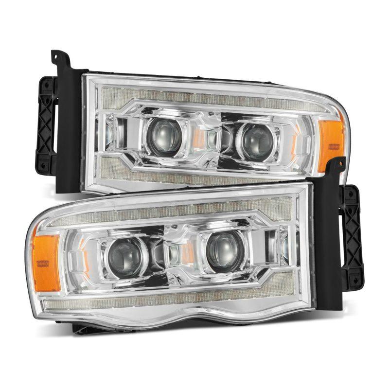 AlphaRex 02-05 Dodge Ram 1500 LUXX LED Proj Headlights Plank Style Chrome w/Activ Light/Seq Signal-tuningsupply.com