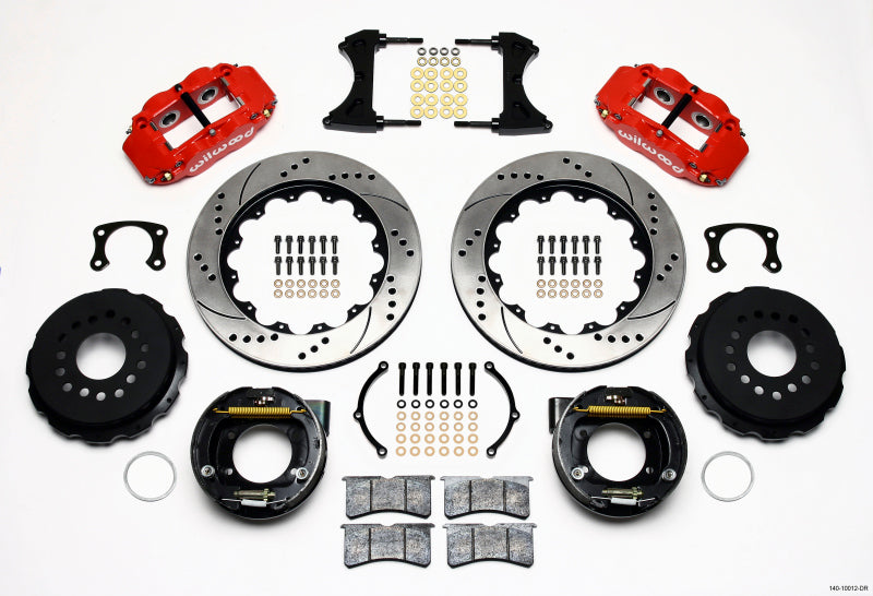 

Wilwood 140-10012-DR - WIL140-10012-DR - Wilwood Narrow Superlite 4R Rear P-Brk Kit 14.00in Drill Red New Big Ford 2.50in Offset - Shipped in Europe - Tuningsupply.com
