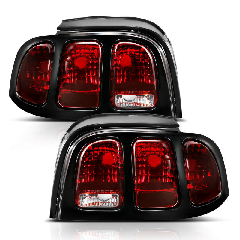 ANZO 1994-1998 Ford Mustang Taillight Dark Red Lens (OE Style)-tuningsupply.com