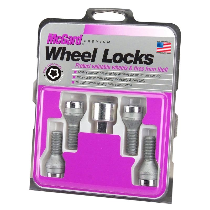 McGard Wheel Lock Bolt Set - 4pk. (Cone Seat) M14X1.5 / 19mm Hex / 31.0mm Shank Length - Chrome-tuningsupply.com