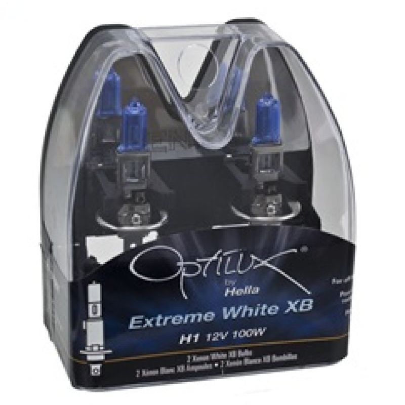 Hella Optilux H1 100W XB Extreme White Bulbs (Pair)-tuningsupply.com