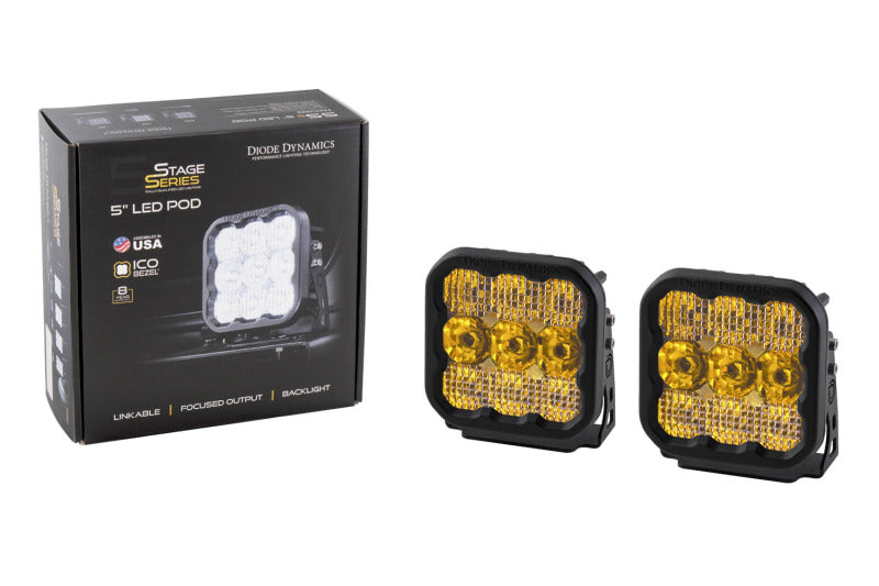 Diode Dynamics SS5 LED Pod Sport - Yellow Combo (Pair)-tuningsupply.com