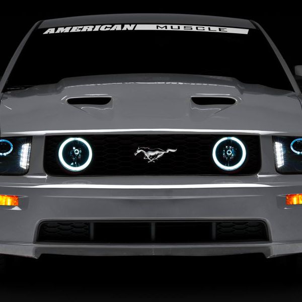 Raxiom 05-09 Ford Mustang w/ Halogen LED Halo Prjctr Headlights-Blk Hsng(Smoked Lens Exclude GT500)-Headlights-Raxiom-RAX49128-SMINKpower Performance Parts