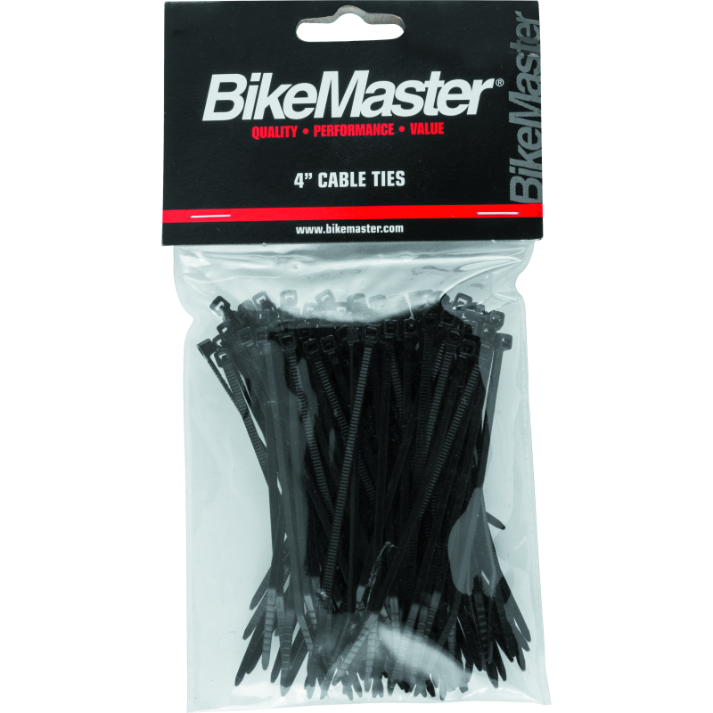 BikeMaster 4in Cable Ties (Pack of 100) - Black-tuningsupply.com