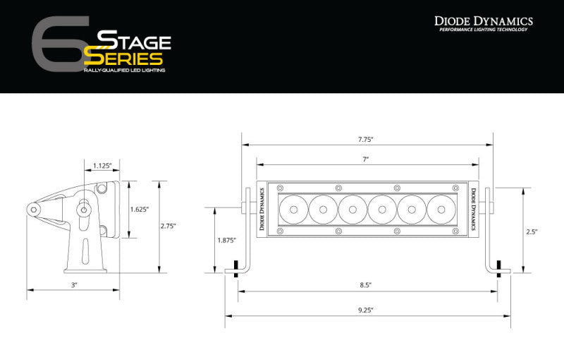 Diode Dynamics 6 In LED Light Bar Single Row Straight SS6 - Amber Driving Light Bar (Pair)-tuningsupply.com