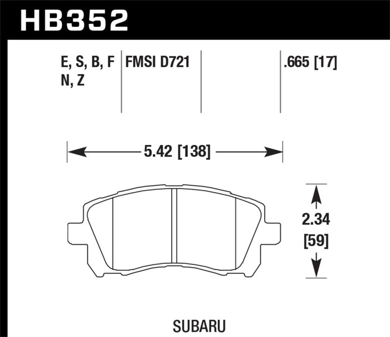 
  

Hawk Performance KHB352Z.665 - HAWKHB352Z.665 - Hawk 02-03 WRX / 98-01 Impreza / 97-02 Legacy 2.5L / 98-02 Forester 2.5L D721 Performance Ceramic St - Shipped in Europe - Tuningsupply.com

