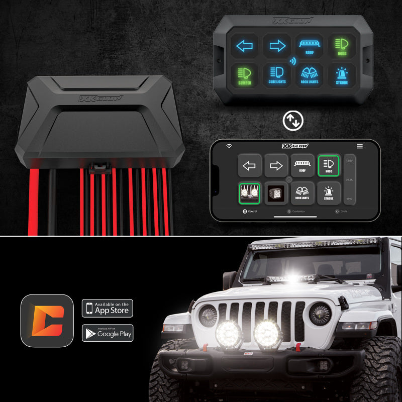 

XKGLOW XKCMDKIT1 - XKGXKCMDKIT1 - XKGlow XKcommand Bluetooth Switch Panel for Lights 12V Accessory Offroad - Shipped in Europe - Tuningsupply.com
