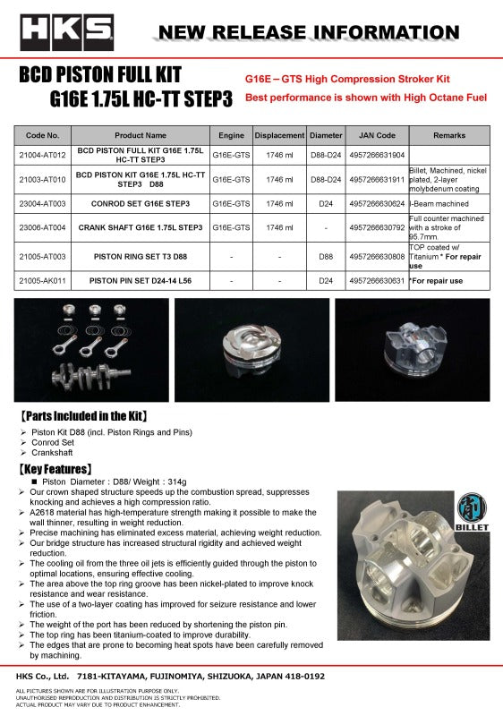 

HKS 21005-AK011 - HKS21005-AK011 - HKS PISTON PIN SET AA 24-14 L56 - Shipped in Europe - Tuningsupply.com
