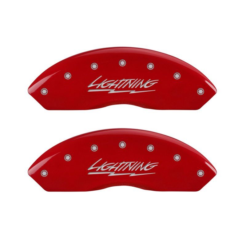 MGP 4 Caliper Covers Engraved Front & Rear Lightning Red finish silver ch-tuningsupply.com