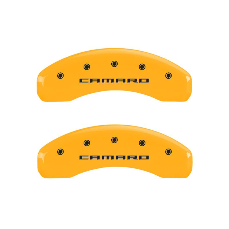 MGP 4 Caliper Covers Engraved Front & Rear Gen 5/Camaro Yellow finish black ch-tuningsupply.com