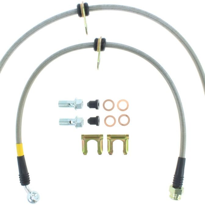 StopTech 04-07 STi & 06-07 WRX Stainless Steel Front Brake Lines-Brake Line Kits-Stoptech-STO950.47004-SMINKpower Performance Parts