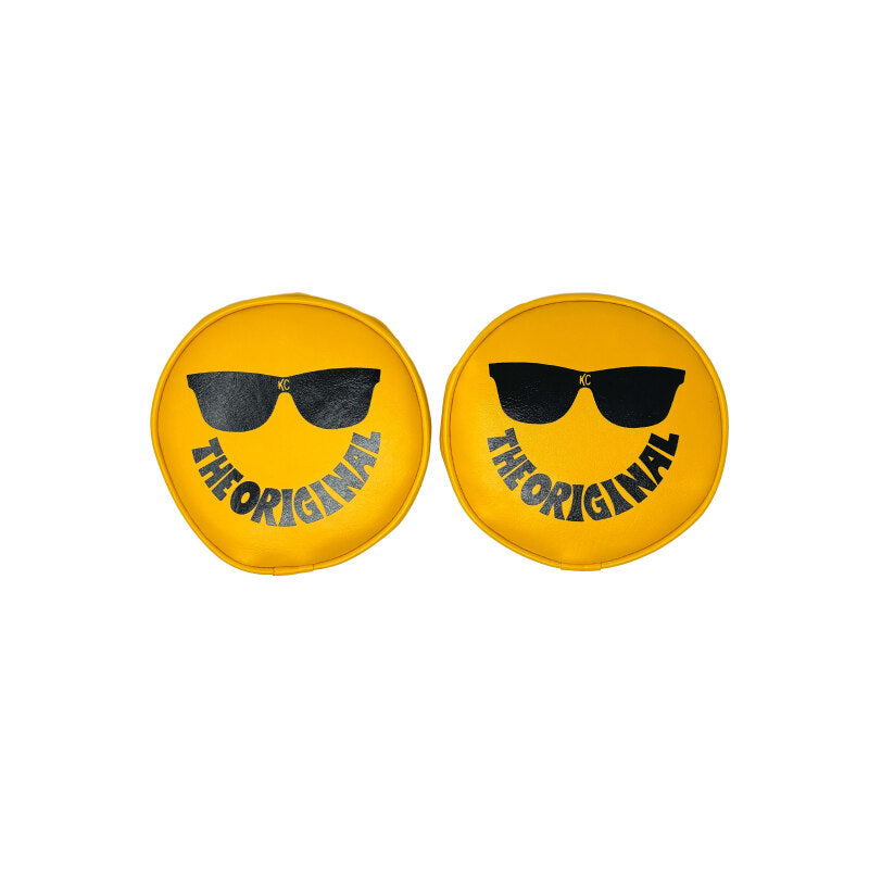 KC HiLiTES Retro 6in Round Yellow Vinyl Light Cover w/ Black KC Sunglasses Logo-tuningsupply.com