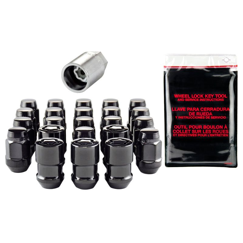 McGard Jeep Wrangler Install Kit (Cone Seat Bulge) 1/2-20 / 3/4 Hex / (18 Lug Nuts / 5 Locks) - Blk-tuningsupply.com