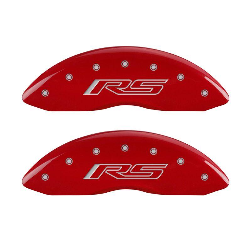 MGP 4 Caliper Covers Engraved Front & Rear Gen 5/RS Red finish silver ch-Caliper Covers-MGP-MGP14033SRS5RD-SMINKpower Performance Parts