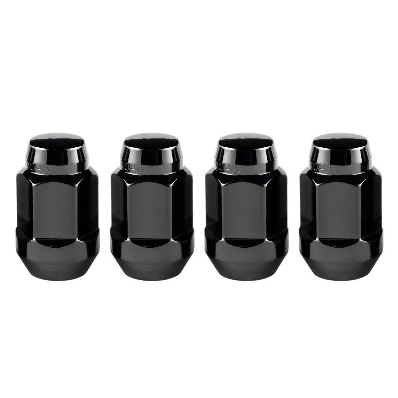 McGard Hex Lug Nut (Cone Seat Bulge Style) M14X1.5 / 22mm Hex / 1.635in. Length (4-Pack) - Black-tuningsupply.com