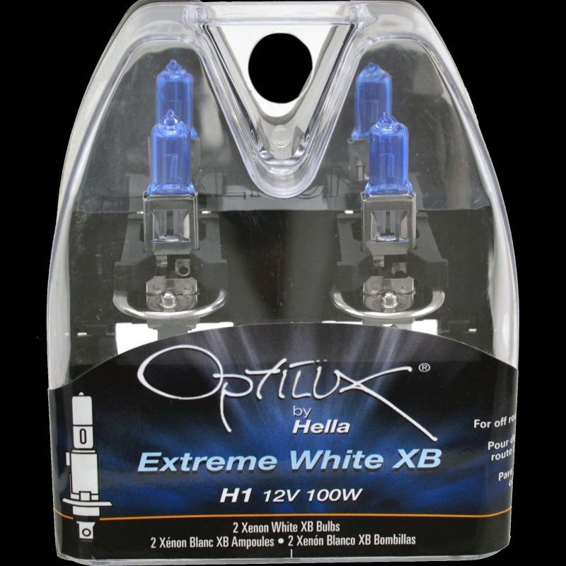 Hella Optilux H1 100W XB Extreme White Bulbs (Pair)-tuningsupply.com