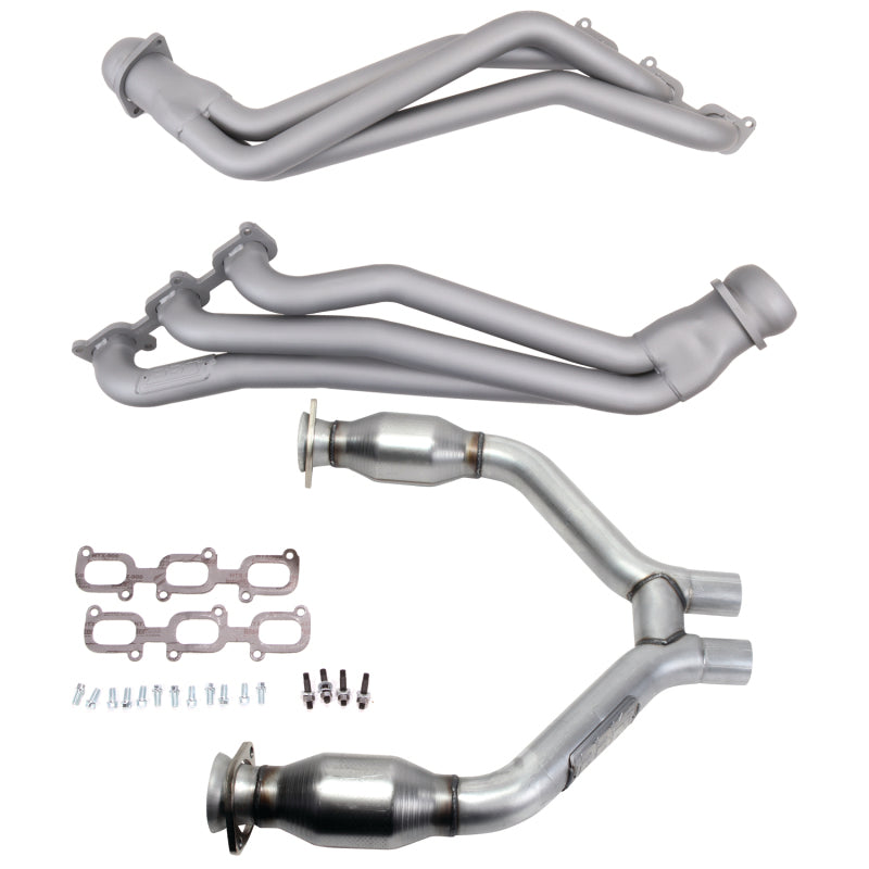 BBK 15-17 Ford Mustang V6 1-3/4 Long Tube Headers w/High Flow Catted H Pipe (Ti Ceramic)-tuningsupply.com