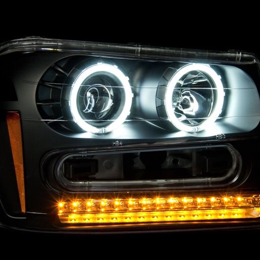 ANZO 2002-2009 Chevrolet Trailblazer Projector Headlights w/ Halo Black-tuningsupply.com