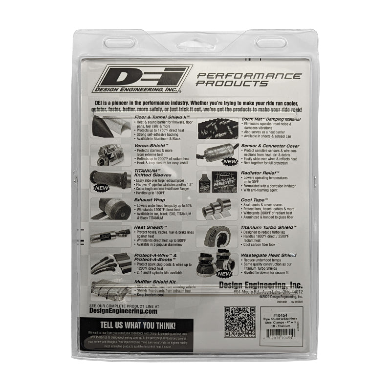

DEI 10454 - DEI10454 - DEI Pipe Shield w/Stainless Steel Clamps - 4in x 12in - Titanium - Shipped in Europe - Tuningsupply.com
