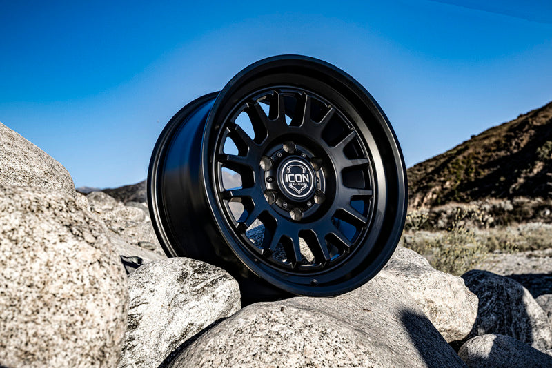 

ICON 8217859057SB - ICO8217859057SB - ICON Anza 17x8.5 6x5.5 25mm Offset 5.75in BS 95.1mm Hub Bore Satin Black Wheel - Shipped in Europe - Tuningsupply.com
