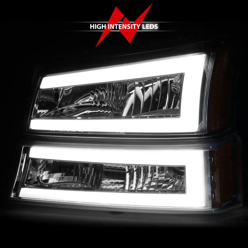 

ANZO  - ANZ111502 - ANZO 2003-2006 Chevrolet Silverado 1500 Crystal Headlights w/ Light Bar Chrome Housing - Shipped in Europe - Tuningsupply.com
