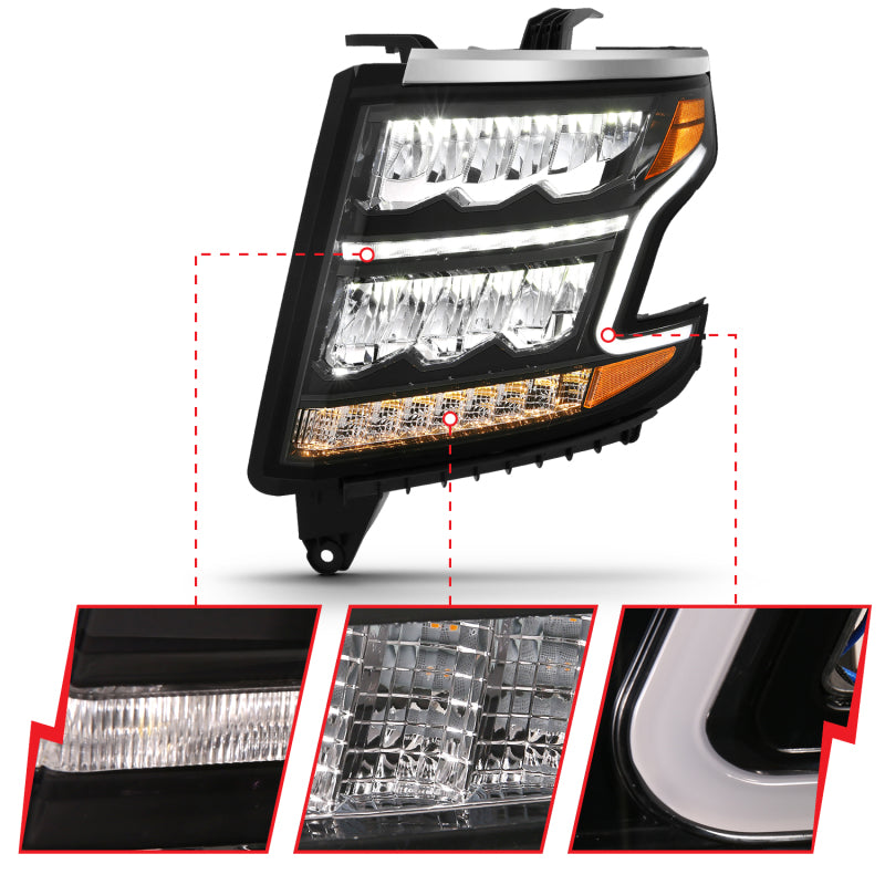 

ANZO 111478 - ANZ111478 - ANZO 15-20 Chevy Tahoe/Suburban LED Light Bar Style Headlights Black w/Sequential w/DRL w/Amber - Shipped in Europe - Tuningsupply.com
