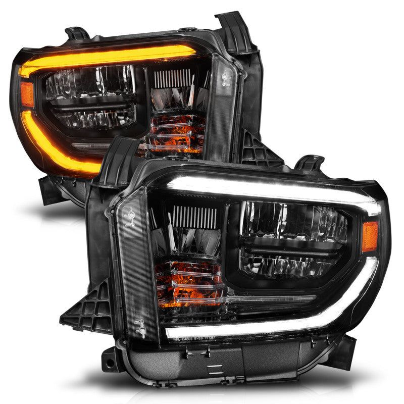 ANZO 14-21 Toyota Tundra (OE Halogen w/LED DRL) LED Crystal Headlights w/ Switchback &amp; DRL - Blk-tuningsupply.com