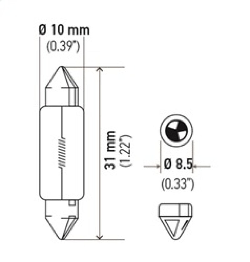 

Hella 6411 - HELLA6411 - Hella Universal Clear 12V 10W 10x41mm T3.25 Bulb - Shipped in Europe - Tuningsupply.com
