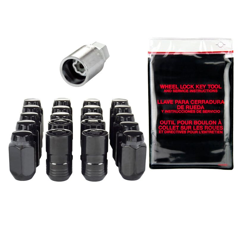 McGard 5 Lug Hex Install Kit w/Locks (Cone Seat Nut) M14X1.5 / 22mm Hex / 1.635in. Length - Black-Lug Nuts-McGard-MCG84527-SMINKpower Performance Parts