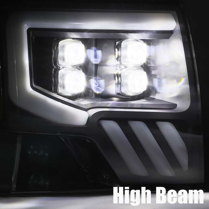 AlphaRex 09-14 Ford F-150 NOVA LED Proj Headlights Plank Style Matte Black w/Activ Light/Seq Signal-tuningsupply.com