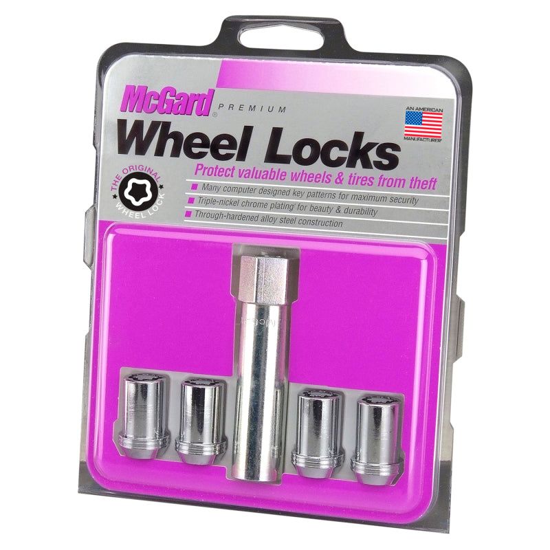 McGard Wheel Lock Nut Set - 4pk. (Tuner / Cone Seat) M12X1.5 / 13/16 Hex / 1.24in. Length - Chrome-tuningsupply.com