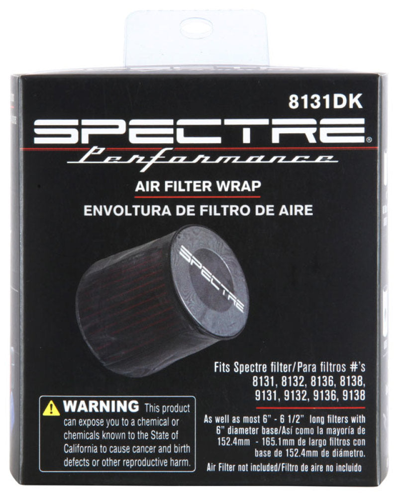 

Spectre 8131DK - SPE8131DK - Spectre Universal Pre-Filter Wrap 6in. x 6.125in. - Black - Shipped in Europe - Tuningsupply.com
