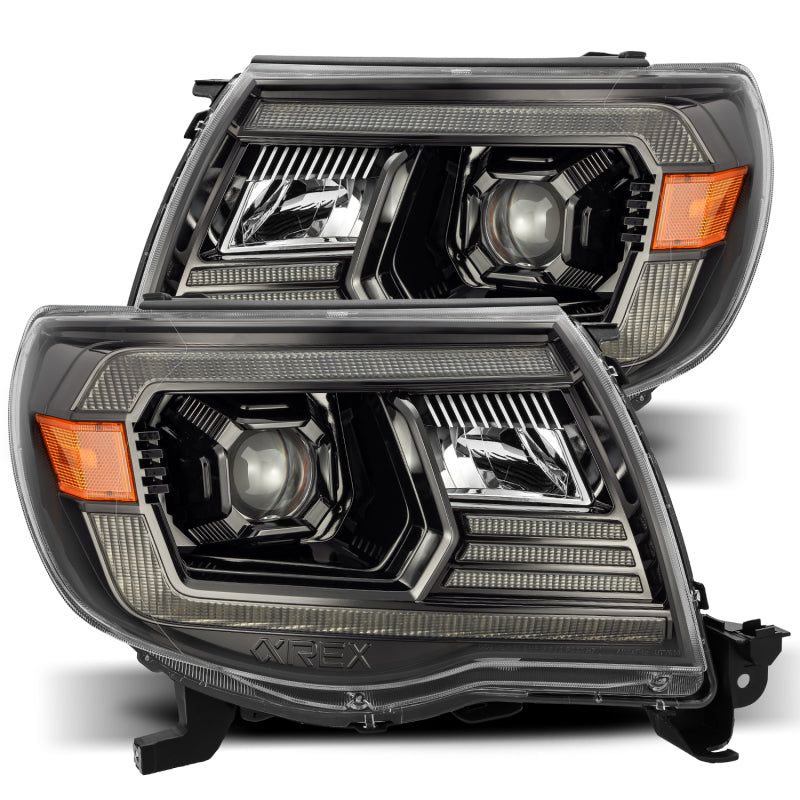 AlphaRex 05-11 Toyota Tacoma PRO-Series Projector Headlights Plank Style Design Alpha Black w/DRL-tuningsupply.com