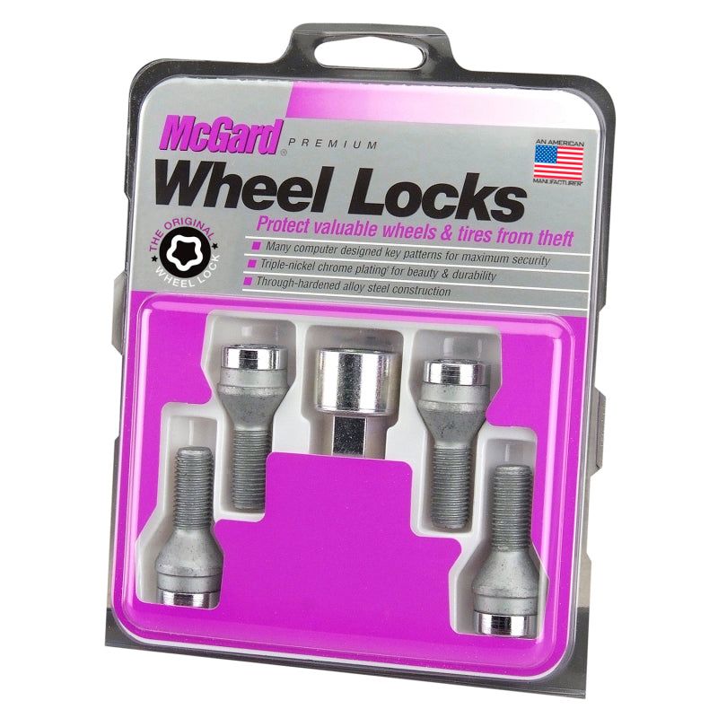 McGard Wheel Lock Bolt Set - 4pk. (Cone Seat) M12X1.25 / 19mm Hex / 25.6mm Shank Length - Chrome-tuningsupply.com