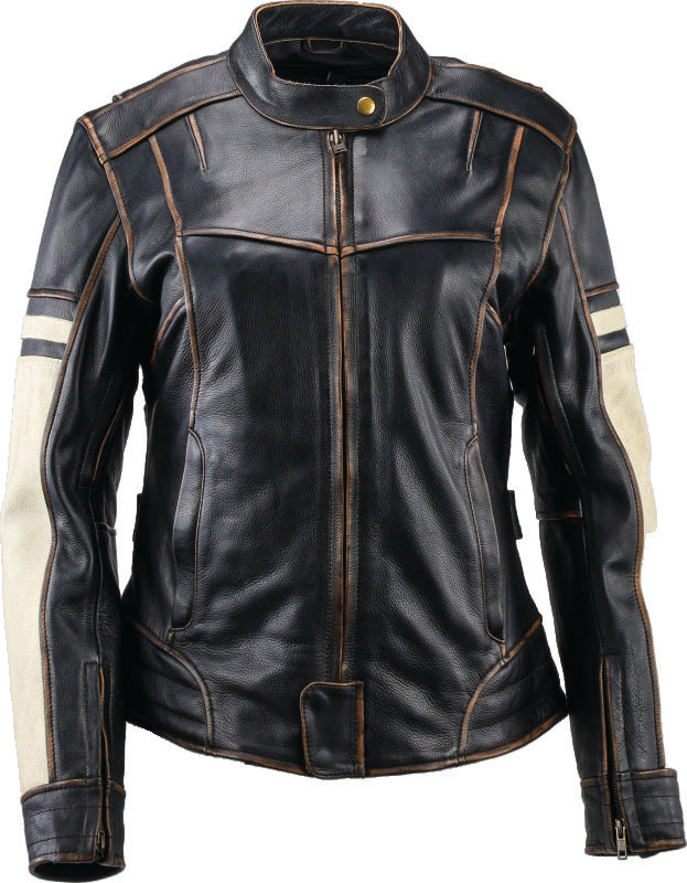 Kuryakyn Leather By River Road Dame Vintage Leather Jacket Black Womens - Small-tuningsupply.com